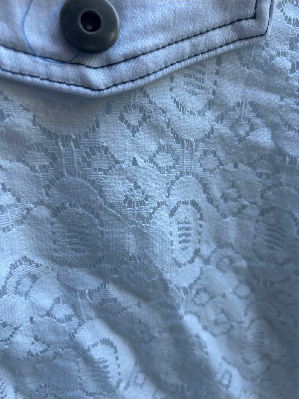 Chelsea & Theodore White Lace-Detail Jean Jacket - Picture 4 of 6